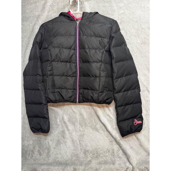 Guess Womens Medium coat Black Hooded Puffer Pink Lining Down/Feather Blend - Picture 9 of 16
